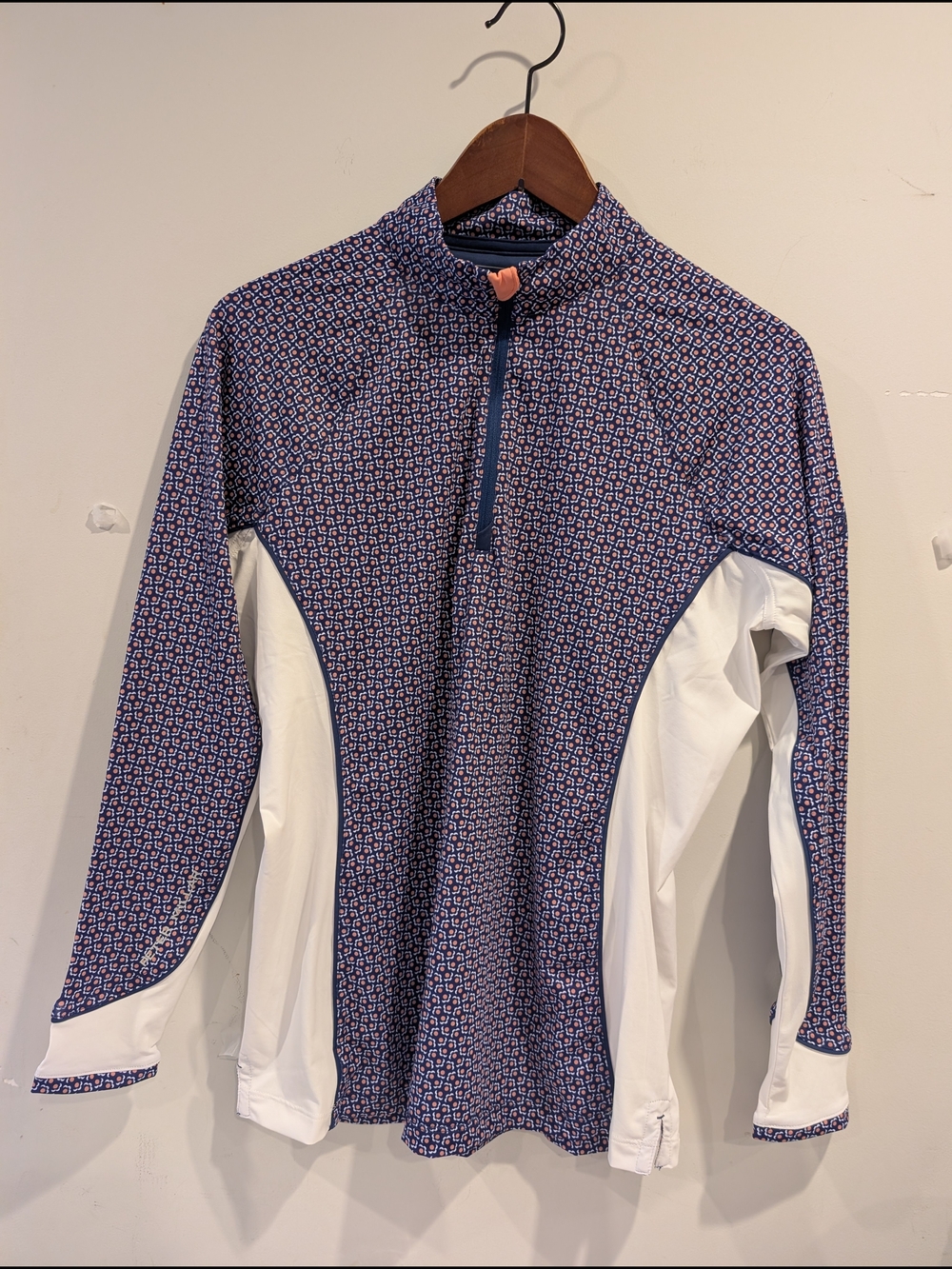 Peter Millar New Women's Navy Coral 1/4 Zip Sun Top Sz M UPF 50+ Golf Active Ten